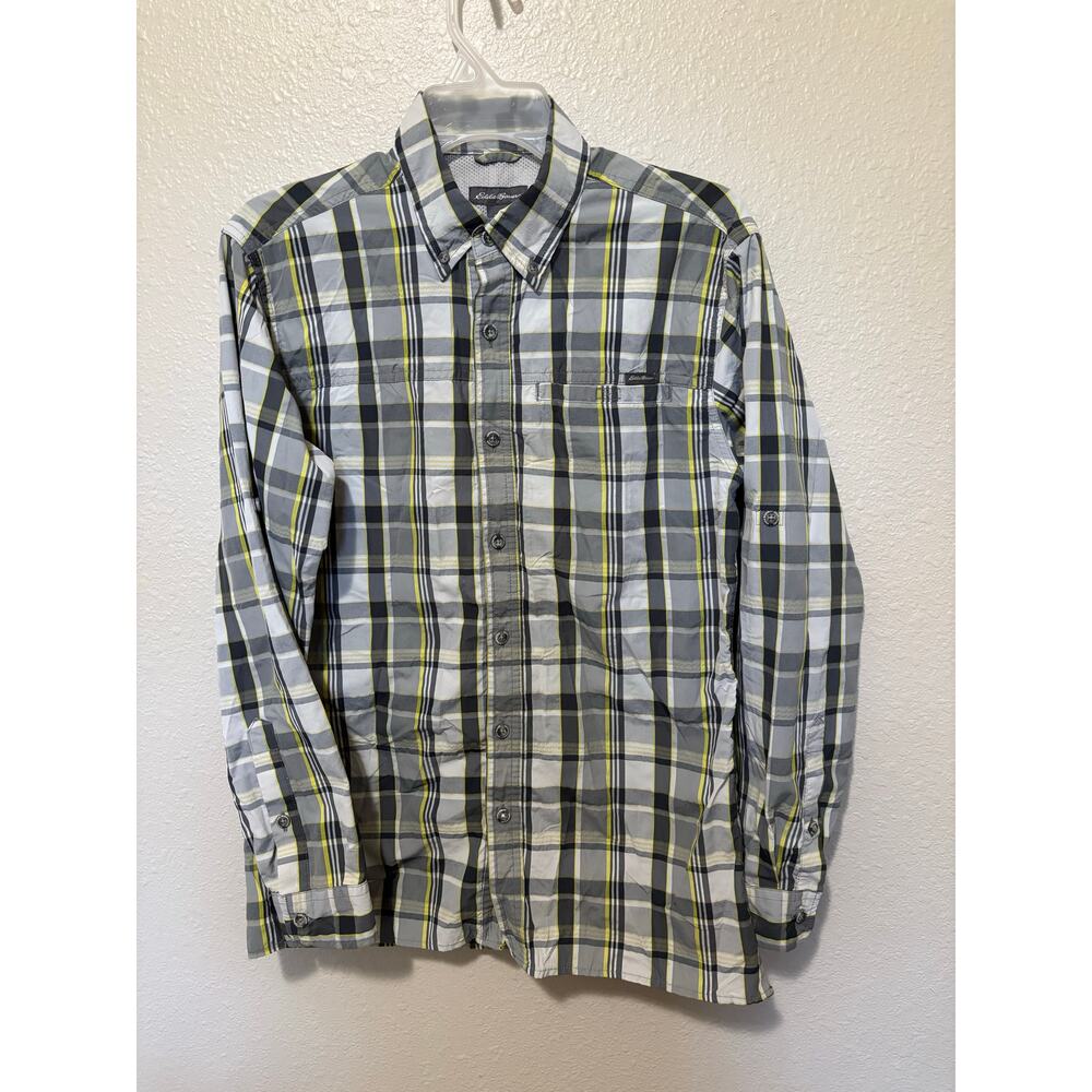 Men’s Eddie Bauer Plaid Madras Button Up Long Sleeve Shirt, size Small S